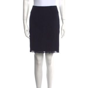 VALENTINO Vintage Black Wool Skirt with Fringe